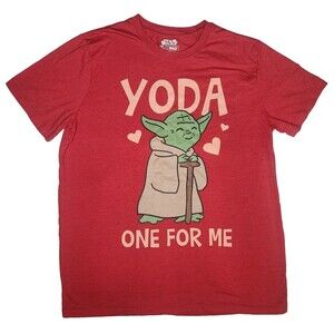 Star Wars Men's Graphic Valentines Yoda One For Me T-Shirt Red Size 2XL